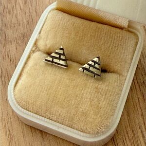 OOAK Handmade Sterling Silver and Gold Pyramid Stud Earrings